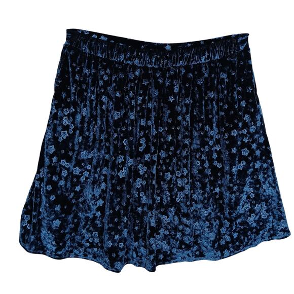Jessy B Velour Skirt 1X Dark Blue Embossed with Stars All Over Pockets Pullon - Picture 6 of 7